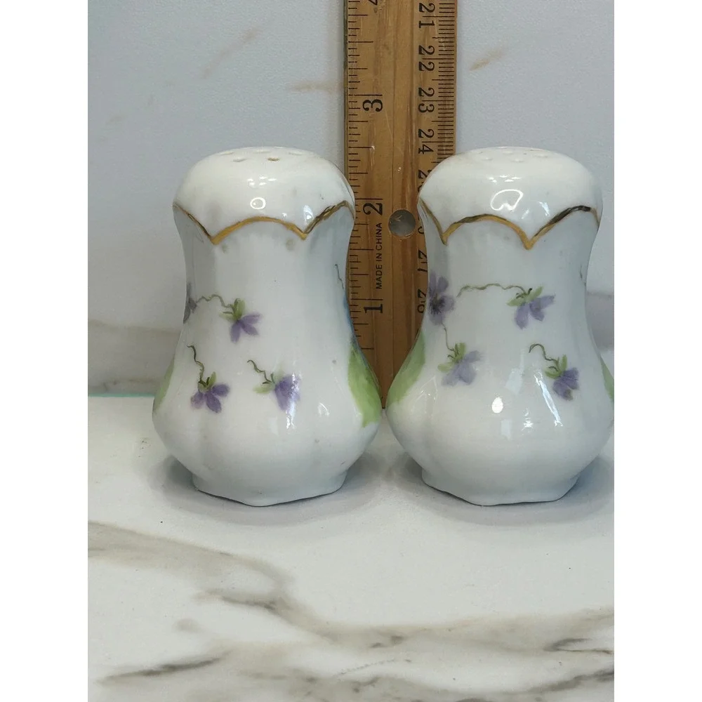 Vintage Kormendi 1980 Hand Painted Floral Porcelain Salt and Pepper Shakers Set